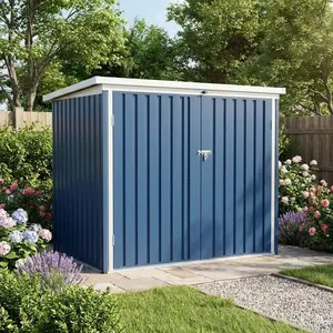 Weather-Resistant Steel Outdoor Trash Can Storage Shed with Lockable Double Doors & Top Access, Secure Garbage Enclosure Ideal for Garden, Patio & Backyard Use