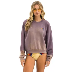 RUGBY STITCH RELAXED CREW SWEATSHIRT - FADED MOCHA