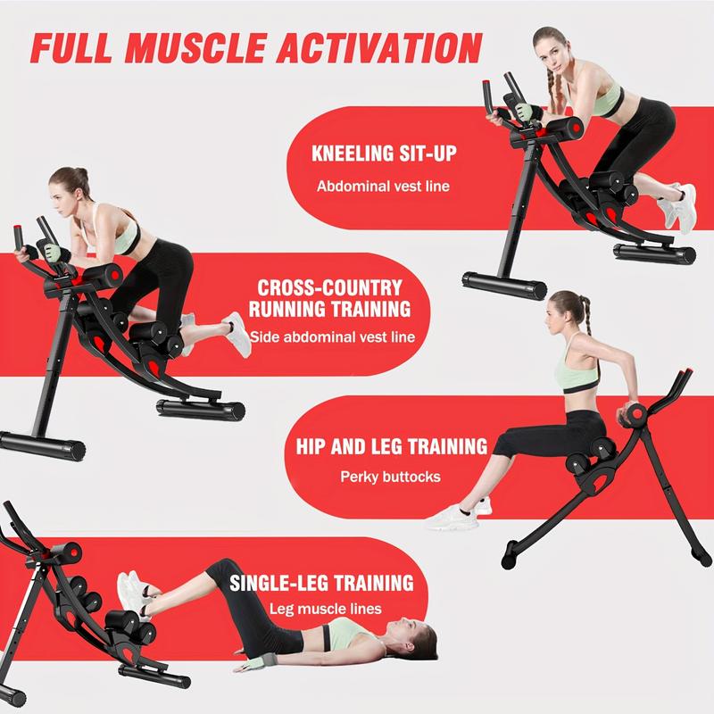 440 Lbs Ab Workout Weight Capacity Equipment, Ab Machine For Home Gym, Foldable Core & Abdominal Exercise Machine, Adjustable Ab Machine Full Body Workout Exercise Fitness Equipment Adjustable Height With Resistance Bands, Dual Track Ab Machine