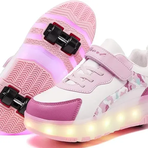 ANEFUN Kids' Adjustable Strap Sneaker-Style Roller Skates with Bright LED Wheels, Easy Transformation, Trainers, Kids Toys, Ideal for Birthday Parties