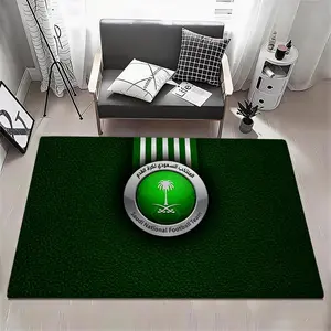 KSA Saudi Arabia national football team Floor Mat Eco Flannel Doormat Non-Slip Odorless Soft Short Plush Indoor Floor Rug Home Decor Aesthetic Bedroom Living Room Kitchen Mat 6 Sizes Available 40x60 50x80 60x90 80x120 100x160 120x160cm