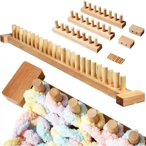 41" Beechwood Chunky Blanket Loom - Adjustable 3-Section Wooden Knitting Loom for Chunky Yarn, Beginner-Friendly DIY Craft Kit for Adults, No  Required