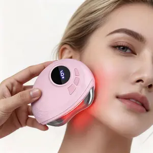 Electric Gua Sha Facial Tool Warm Red Light Massage Instrument with 9-Speed Vibration, Contouring Beauty Tool to Ease Facial Puffiness for Daily Self-Care  Rechargeable    USB Heated LED Guasha Massager Device