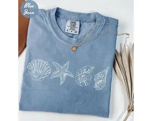 Vintage 90s Seashell Shirt Comfort Colors® Sea Shell Shirt, Beach Shirt, Summer Shirt, Ocean Lover Gift, Sea Shell Tee, Cute Sea Animal Tee, Beach Woman Shirt