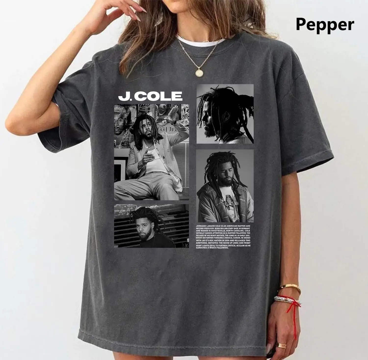 J Cole Hip Hop Music Comfy Tee Pure Cotton Fabric Casual Streetstyle Crew Neck Short Sleeve Soft-Washed T-Shirt Trendy Tops for Women for Men