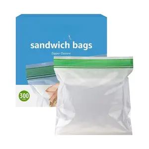 300 Count Double Zipper Sandwich Storage Bags for Food Storage, Leak Resistant Resealable Zip Bags for Snacks Lunch Meal Prep Freezer & Kitchen Organization BPA Free Clear Plastic Bags