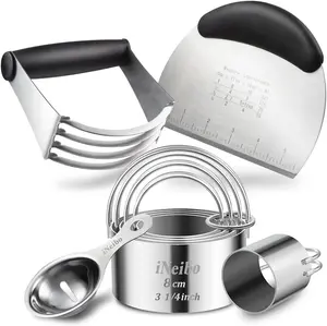 "Professional Heavy-Duty Baking Set – Round Biscuit Cutter with Handle, Dough Blender, Pastry Scraper & Egg Separator for Perfect Pastry" iNeibo