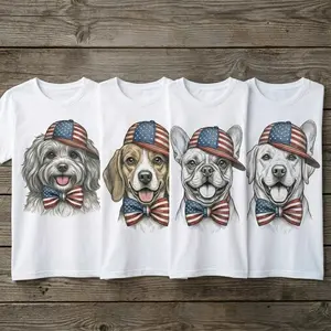 Patriotic Dog T-Shirt | Pick Your Breed: 25+ Dog Varieties | American Flag Hat & Bowtie Graphic Tee | 4th of July Independence Day Shirt for Dog Lovers