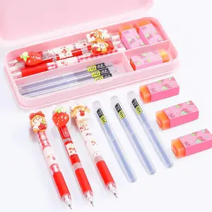 Cute Strawberry Mechanical Pencil Set Include 3 count Kawaii Mechanical Pencils,3 Tubes Mechanical Pencil Lead Refills,3Pcs Strawberry Erasers,Strawberry School Supplies for Office School Supplies