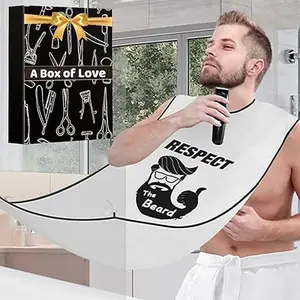 Beard Bib Men Shaving Gifts: Trimming Hair Apron Trimmer Catcher Cape for Sink Trim Shave Accessories - Comfort