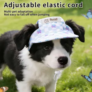 Adjustable Pet Sun Visor Cap with Ear Holes, Cute Baseball Hat for Cats & Small Dogs, Outdoor Sun Protection