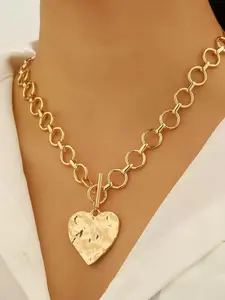 Women's Heart Necklace, Clasp Pendant Thick Chain, Waterproof Fade-Resistant, Hypoallergenic, Luxury Statement Jewelry, Valentine's Gift