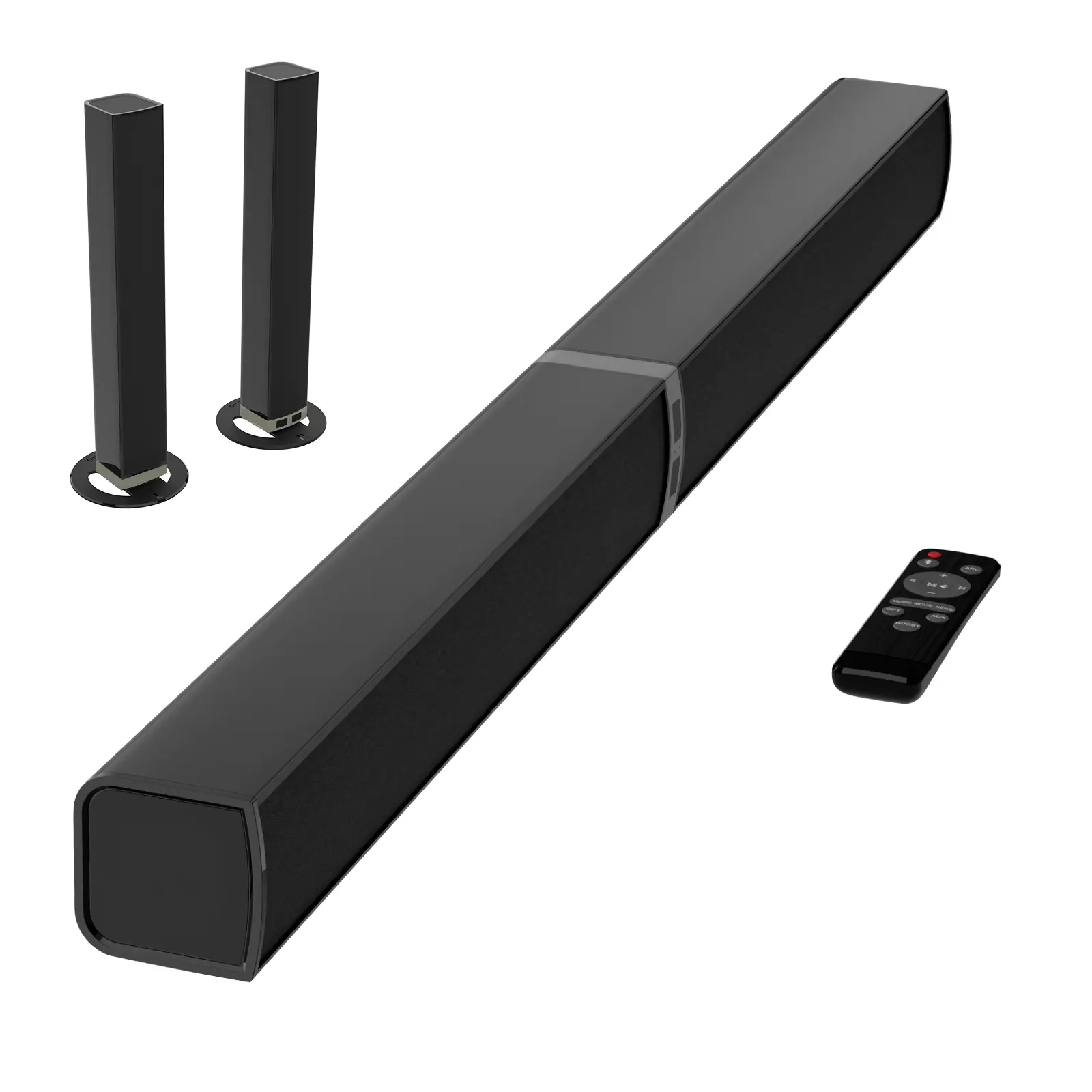 Bluetooth Home Cinema Sound Bar for Smart TV, 4-Driver Stereo Speaker with Remote Control, HDMI/ARC, Optical/Wired & Bluetooth Connectivity, Wall Mount Compatible Home Audio System