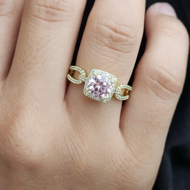 ViOrO 14K Gold Plated Ring - Electro Laminated with Zircon-Embedded, Stylish Women 's Daily Accessory
