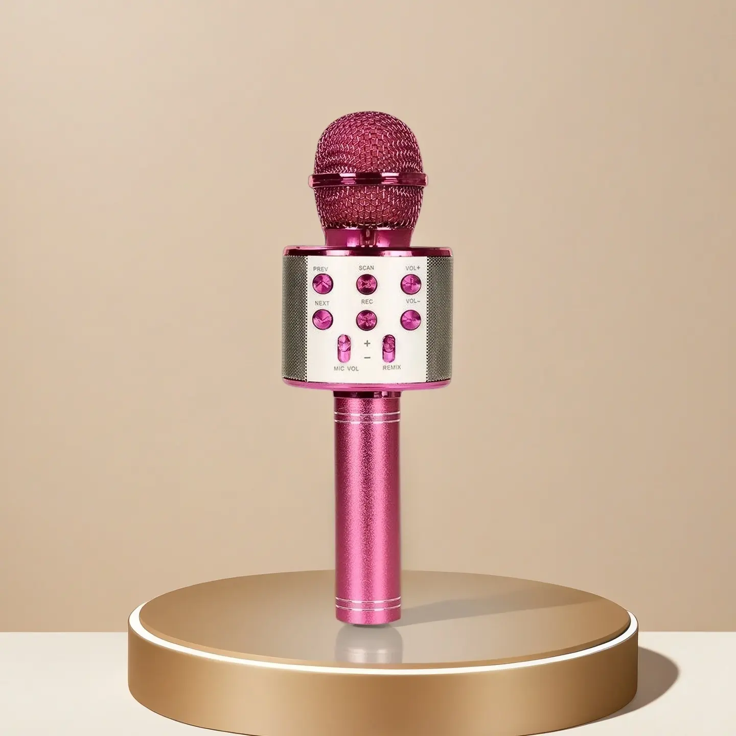 Portable Wireless BT Karaoke Microphone - Lightweight Plastic Build, Adjustable Echo Effect, Built-in Audio Stereo Speaker, Rechargeable, Noise Reduction Button, USB Cable & Card Compatible, Ideal for Kids, Camping & Daily Use, Works with Phones & Devices