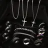 14/55 Piece Stainless Steel Trendy Jewelry Set, Hip Hop Punk Cross Men's Ring Necklace Bracelet, Party Gift for Boyfriend Birthday Father's Day