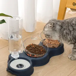Automatic Pet Waterer and Feeder for Cats and Dogs with No Spill Double Bowls, Cat Food Bowl, Dog Water Dish, and Anti-Tip Combo Set accessories cataccessories small medium large breed lick raised