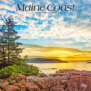 Maine Coast | 2026 12 x 24 Inch (Hanging) Monthly Square Wall Calendar | Plastic-Free | BrownTrout | USA United States of America Northeast State Ocean Sea Nature
