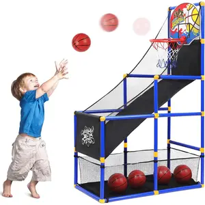 Arcade Basketball Game Set for Kids, Toddler Basketball Hoop with 4 Balls Indoor and Outdoor Sports Toys Gifts for Boys Girls Aged 3-4 5-6 7-12 Years Old Adjustable Height Stand