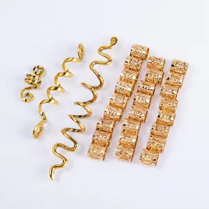28Pcs Gold Loc Hair Jewelry Set (Style4) - Multiple Styles Metal Beads & Clips for Women’s Braids & Dreadlocks