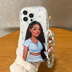 Star Girl Pattern Phone Case, Decorative Phone Protector Cover, Phone Accessories Compatible with iPhone 16 15 14 13 12 11 Series