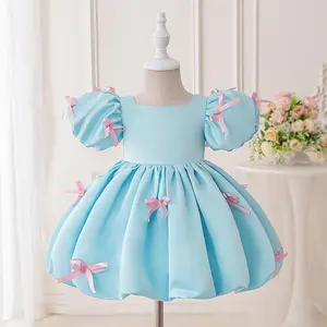 Sky Blue Baby Girls Clothes Infant Birthday Cocktail Dress 3052 Toddler Pageant Newborn Ball Gown Princess Baptism Frock 6M-3Y