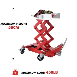 Garvee 450 LBS Capacity Low Profile Transmission Jack with 2M Safety Straps, 7-23 in Lift Range, Heavy Duty Auto Repair Lifting Jack, Red, Compact Vehicles