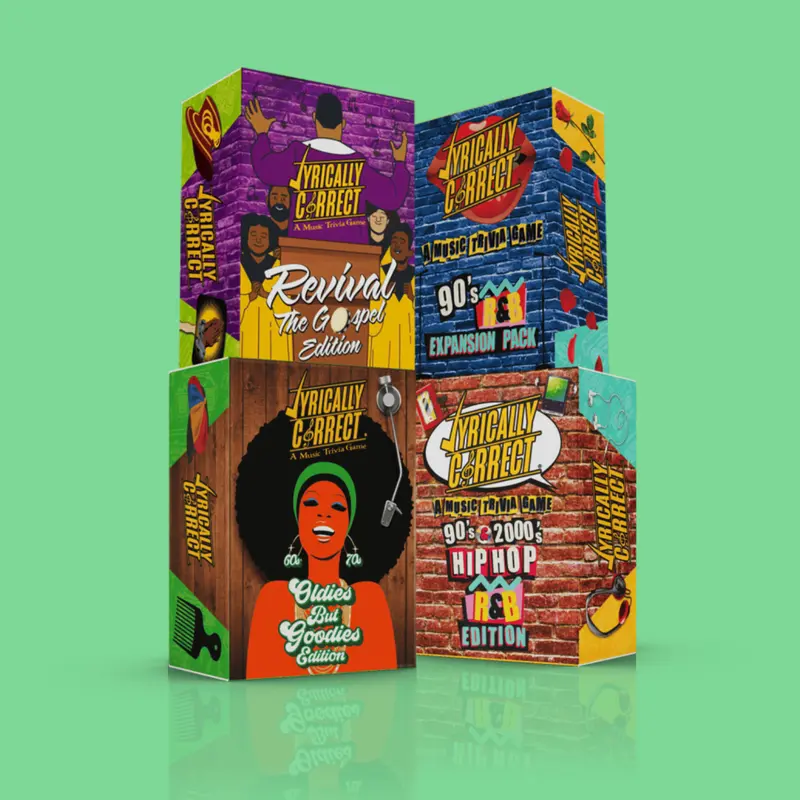 Lyrically Correct The Cookout Music Trivia Game Bundle, 4 Decks Featuring Hip Hop, R&B, Gospel and Oldies