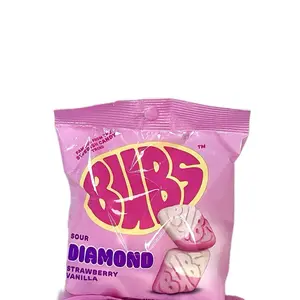 Bubs Swedish Gummy Candy Giant Diamond Strawberry Vanilla Sour Sweet Swedish Import 5.5oz Bag