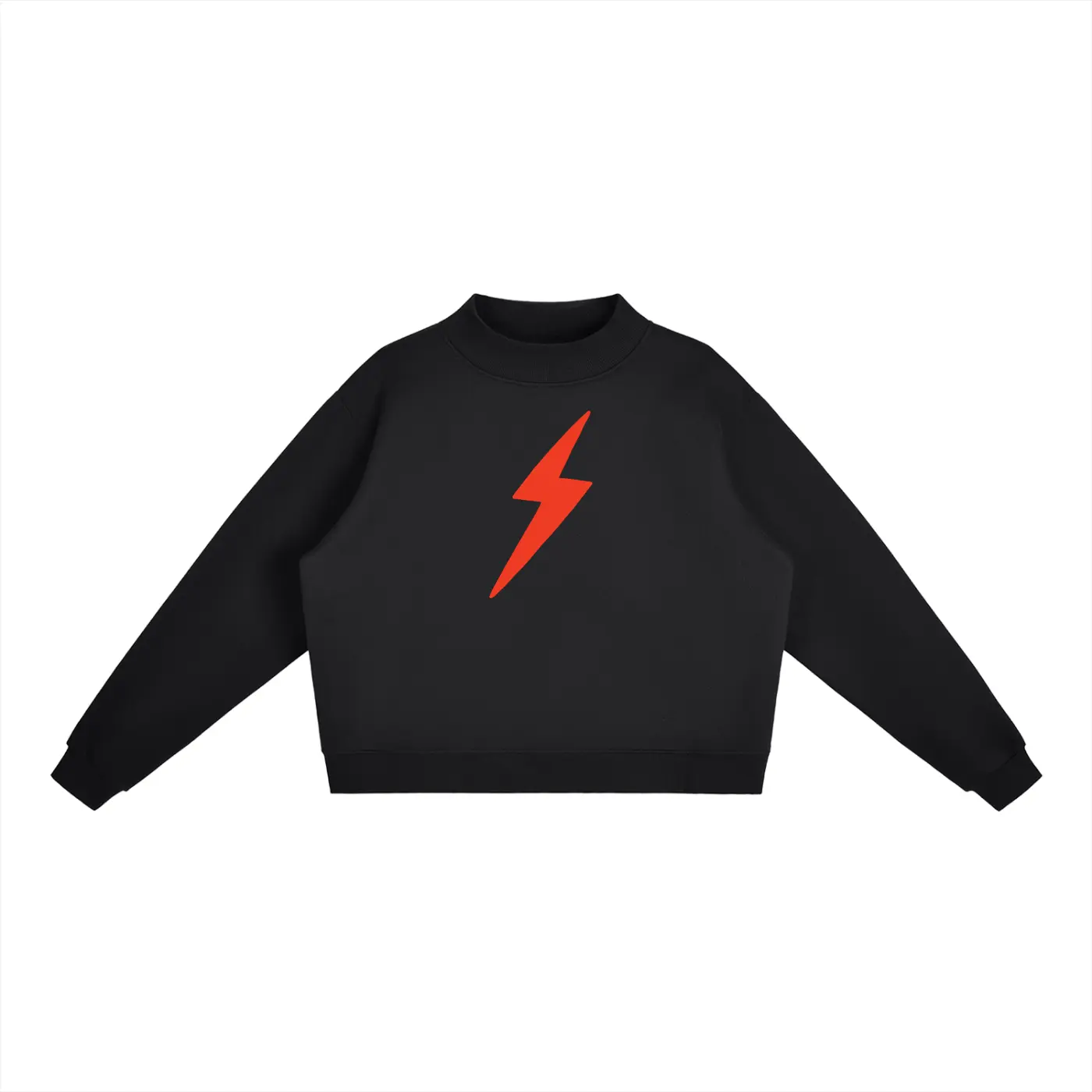 Thunder Bolt Fleece Mock-Neck Crew Sweatshirt