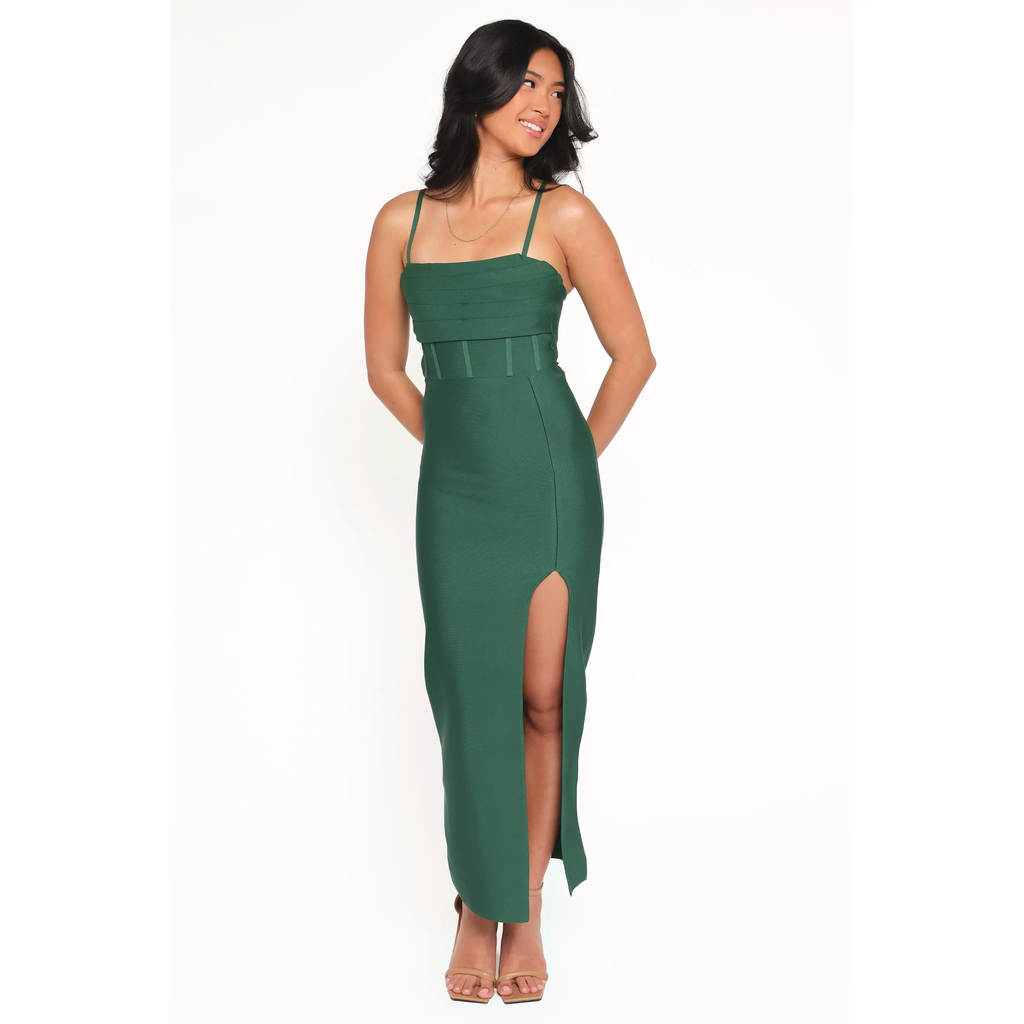 Louisa Midi Dress - Emerald Green