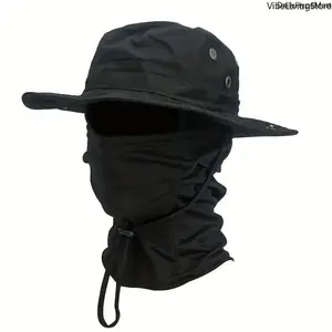 Men's Accessories 2Pcs UPF 50+ Camouflage Boonie Hat & Balaclava Set, Wide Brim Cap for Hunting, Fishing