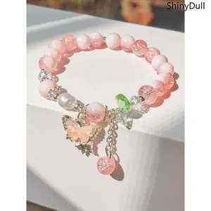 Butterfly Beaded Bracelet with Charms - Cute Jewelry Gift for Women & Girls
