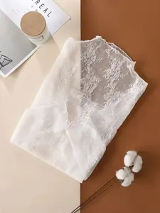 New Lace Underwear Women Spring Autumn Thin Fitted Fashion Inner Layer Mesh Long Sleeve Transparent Top