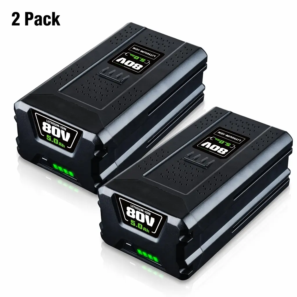 2-pack 80V MAX Rechargeable Lithium Battery Pack Replacement (2-Pack, 5.0Ah), High-Capacity Compatible with Greenworks GBA80200 Power Tool Accessories