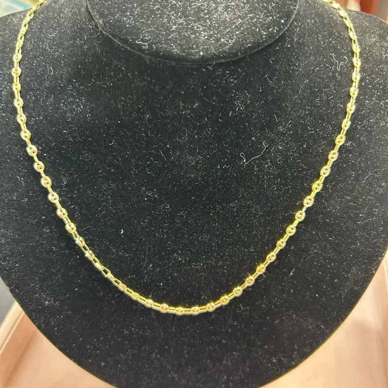 18K Two tones Gold Necklace Size 20 inch Classic Chain Design for Everyday Wear