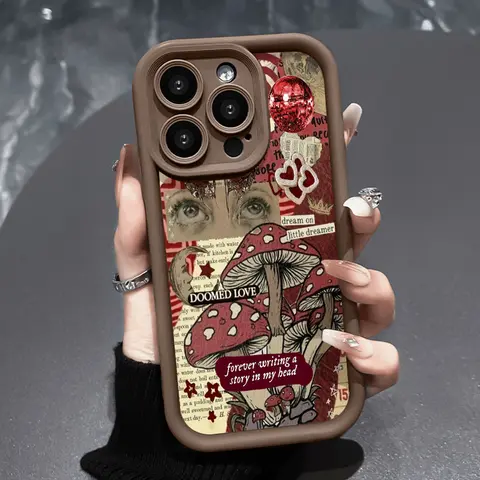 Soft Silicone iPhone Case - Mushroom Pattern Protection Accessory for iPhone 17 Air,16 Pro Max,16 Plus,16E,15,14 Plus,13,12 Mini,11 Pro Max,X,XS,XR,XS Max - Anti-Drop, Shockproof, Durable, Full Camera Lens Protection, Easy-Grip Cover