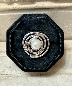 Swirl Sterling Silver Ring w/ Pearl