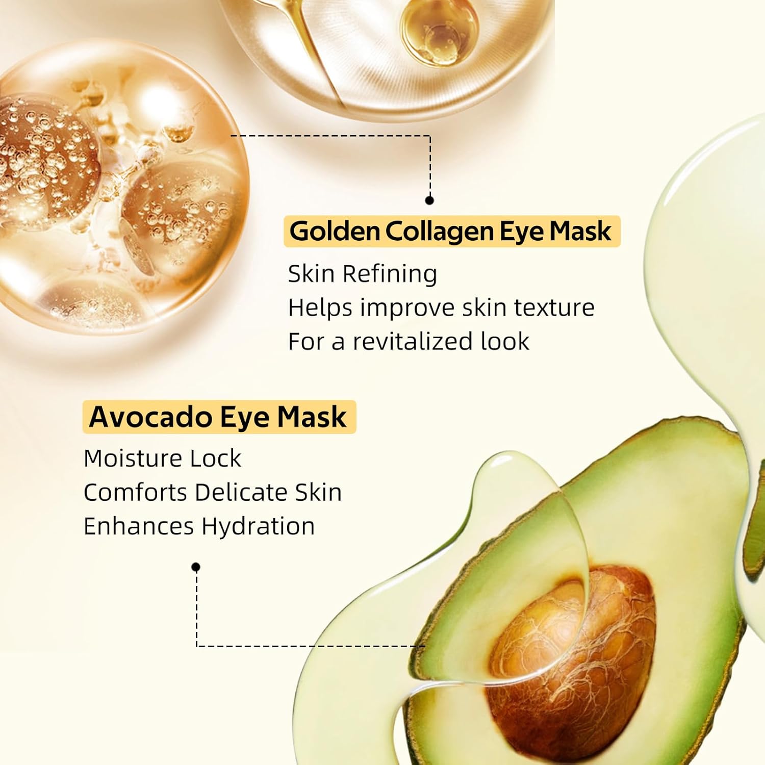 Avocado Moisturizing Collagen Eye bagMask,60pcs/set Under Eye Mask, Eye Care Product for Dark Eye Bags, Skin Care  Gift Moisturizer Hydrating Comfort-Mother's Day Gift gua sha