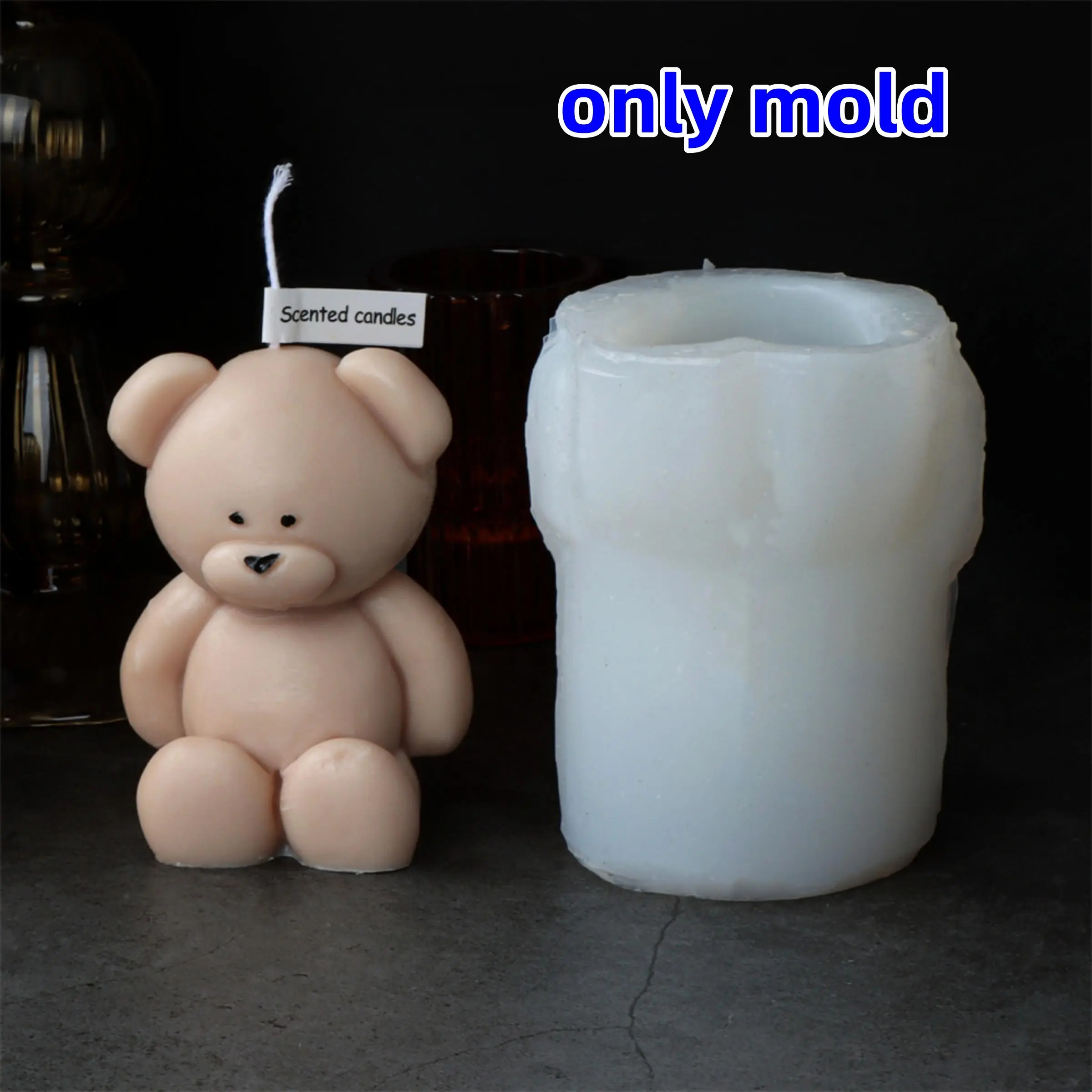 3D Bear Shaped Candle Silicone Mold, Candle Molds, 1 Count DIY Animal Plaster Resin Crafts Mould, Soap Making Accessories for Home Decor, Scented Wax Melts