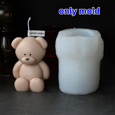 3D Bear Shaped Candle Silicone Mold, Candle Molds, 1 Count DIY Animal Plaster Resin Crafts Mould, Soap Making Accessories for Home Decor, Scented Wax Melts