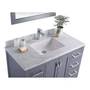 Laviva Wilson 42" Grey Bathroom Vanity with White Carrara Marble Countertop 313ANG-42G-WC