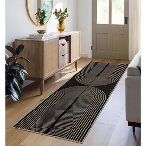 Easy Jute Runner Rug, 2x6 Black Washable Rugs Runner for Hallway Non-Slip Boho Farmhouse Runner Rug, Indoor Carpet for Porch Laundry Entryway