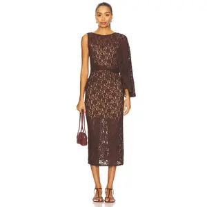 L'Academie by Marianna Ayden Midi Dress in Dark Brown