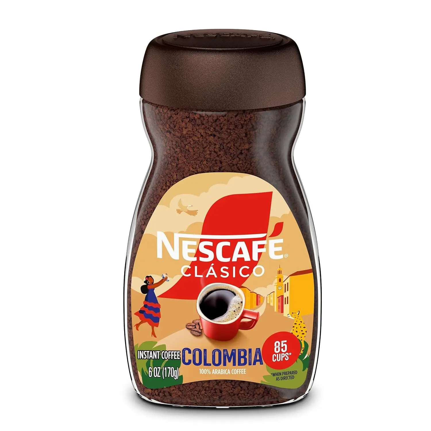 CLASICO Origin Colombia Instant Coffee, 6-Pack (170g Each), Rich Bean Flavor