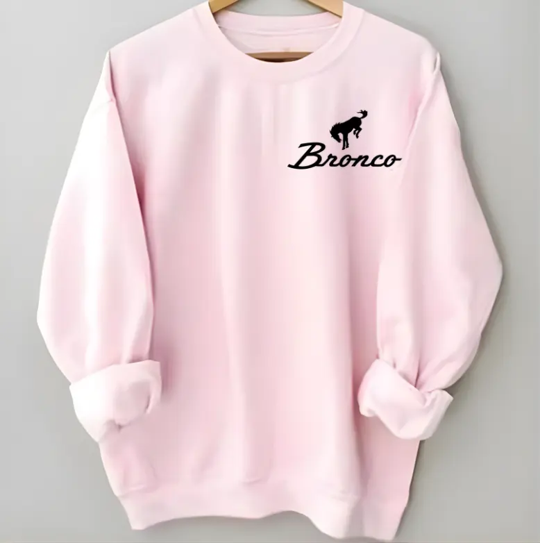 Vintage Pink Bronco Girl Sweatshirt, Ford Bronco Off-Road Crewneck Sweater, Classic Car Lover Gift, Cozy Retro Aesthetic Unisex Apparel Top, Gift For Her