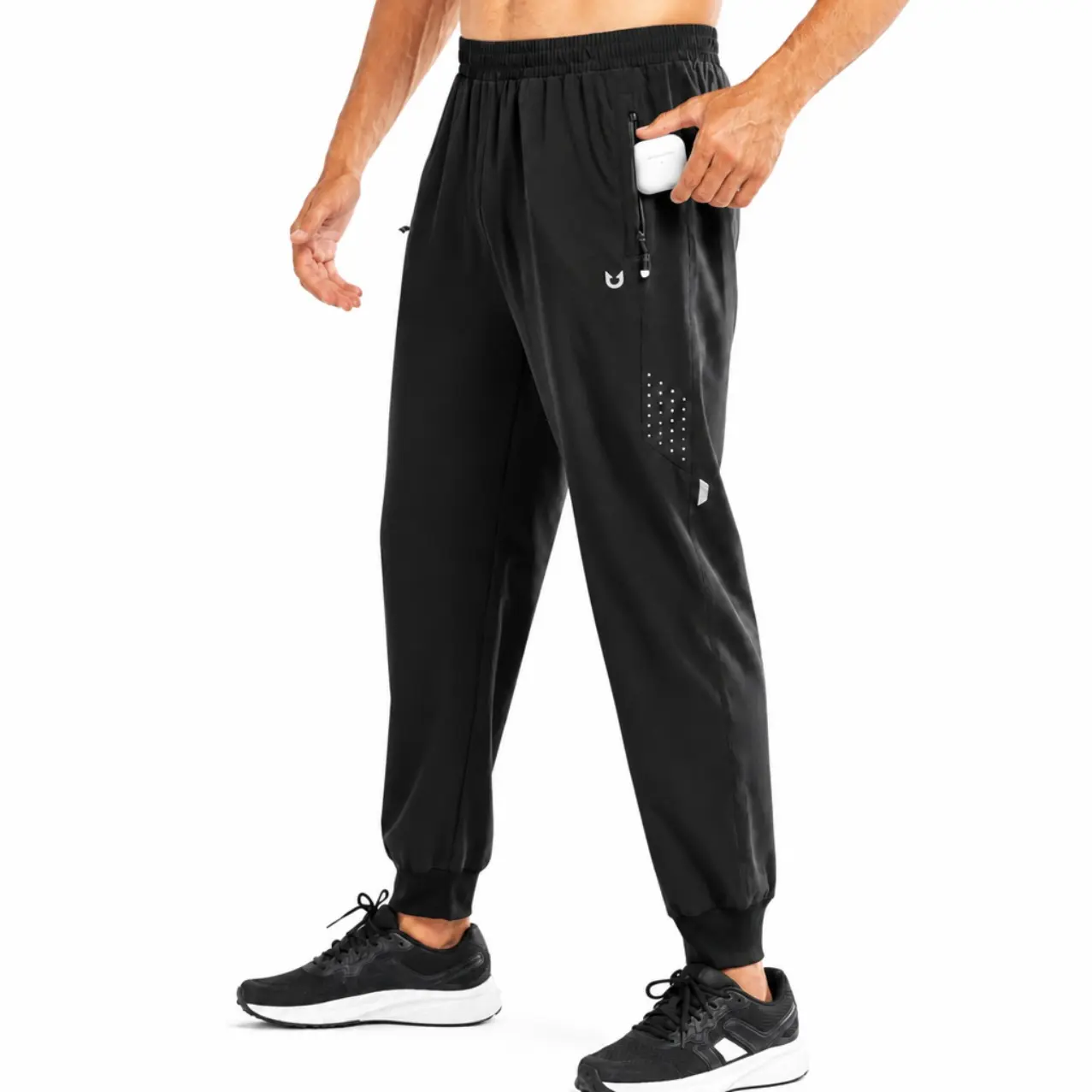 Men's Quick Dry Jogger Pants, Breathable Athletic Sweatpants with Drawstring & Zipper Pockets