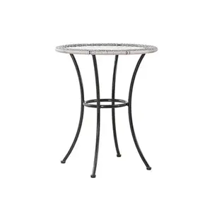 Four Seasons Courtyard 24 Inch Marbella Wicker Modern Bistro Patio Table, Gray
