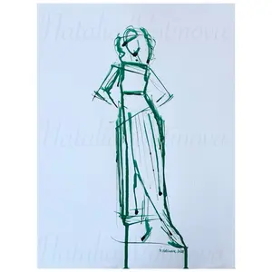 Ink Sketch by Natalia Votinova 9x12 - Gesture Drawing on White Background