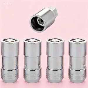 M14 x 1.5 Thread Chrome Cone Seat Wheel Locks, Set of 4, Reusable, Anti-Theft Security Lug Nuts, Cone Seat Design for Alloy Wheels